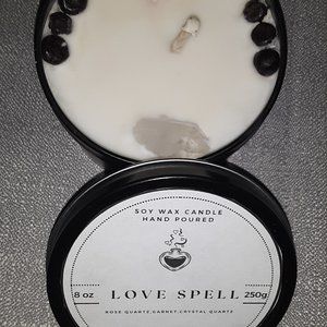 Love spell* gemstone intention candle* handmade scented soy